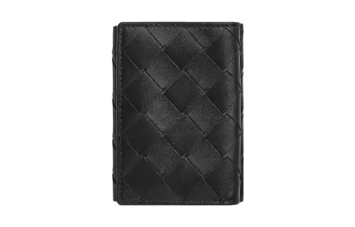 Bottega Veneta Cow Leather Wallet Small Men's Black/Papaya
