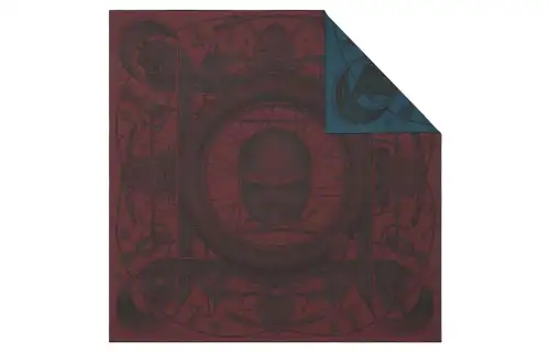 HERMES Silk Scarf Men's Burgundy/Blue