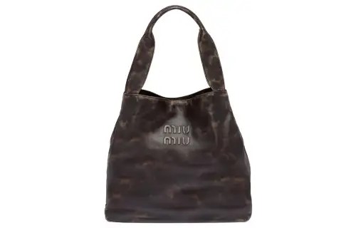 MIU MIU Leather Tote Bag, Shopping Bag, Handbag, Shoulder Bag Large Women's Sand/Coffee