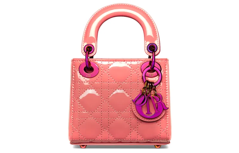 DIOR Lady Dior Patent Leather, Cow Leather Handbag Shoulder Bag, Crossbody Bag, Handbag Extra Mini Women's