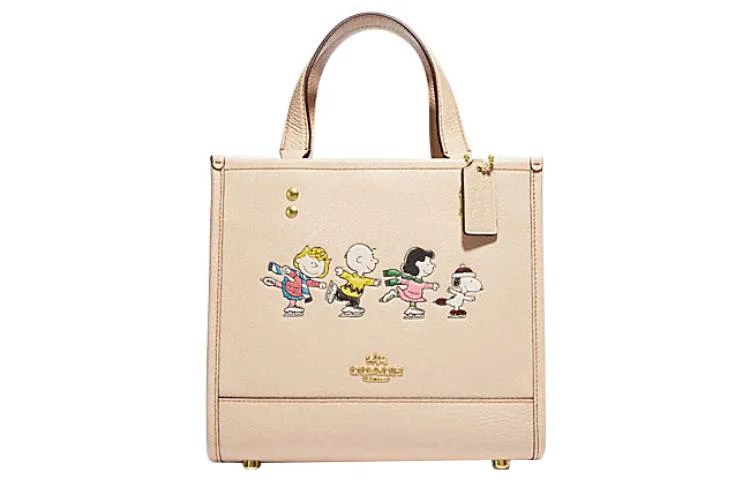 COACH X Peanuts Snoopy Collaboration Dempsey Cow Leather Tote Bag, Shopping Bag, One Shoulder, Crossbody Bag Handbags