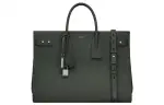 SAINT LAURENT SAC DE JOUR Cow Leather Tote Bag, Shopping Bag, Handbag Large Men's Dark Green