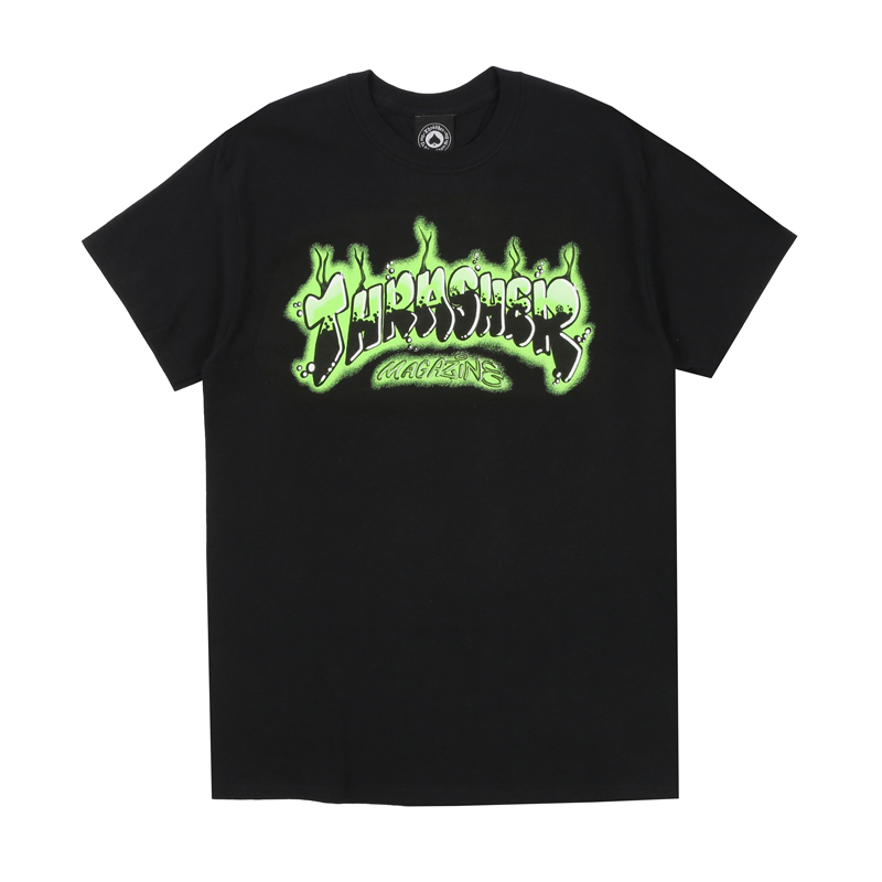 Thrasher T Shirts Unisex Black Crew Neck Moderate Straight Fit