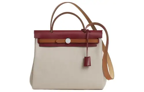 HERMES Herbag Zip Hunter Cow Leather And Canvas Shoulder Bag, Crossbody Bag, Handbag 31 Unisex