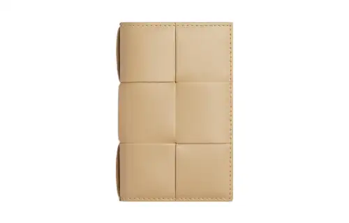 Bottega Veneta Calfskin Wallet, Card Holder Men's Beige
