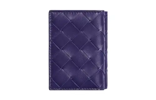 Bottega Veneta Cow Leather Wallet Small Men's Purple/Kiwi Green