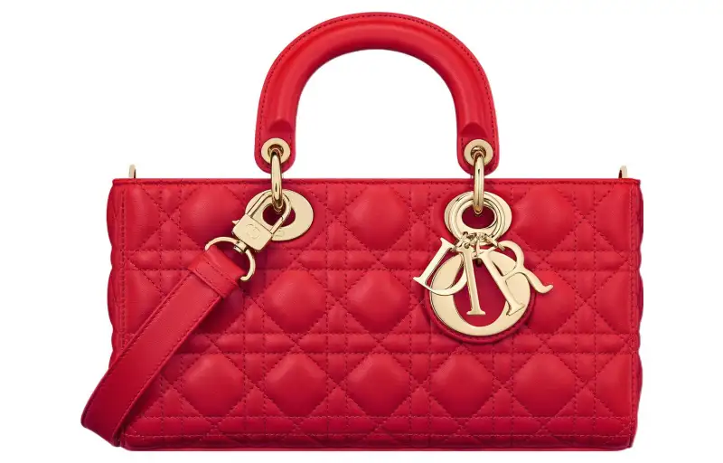 DIOR Lady D JOY Sheepskin Handbag Shoulder Bag, Crossbody Bag, Handbag Medium Women's Crimson
