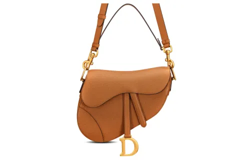 DIOR Saddle Grained Calfskin Saddle Bag, Shoulder Bag, Crossbody Bag, Handbag Women's Cognac