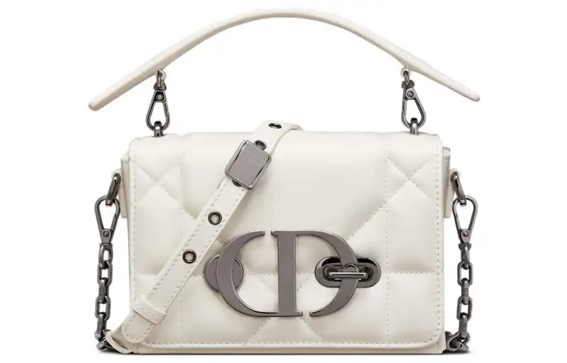 DIOR 30 Montaigne Collection Sheepskin Box Bag, Montane Bag, Shoulder Bag, Crossbody Bag, Handbag Regular Women's White