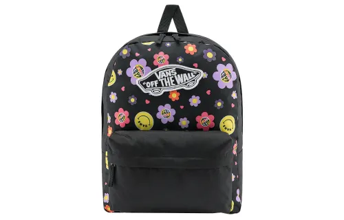 Vans Vans, sports black backpack for leisure, flowered, polyester