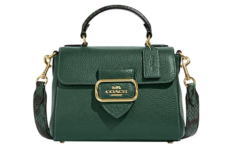 COACH Morgan Cow Leather Handbags Small Women's Dark Green