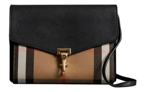 Burberry Small Macken Leather And House Check Crossbody Bag Archive Beige/Black