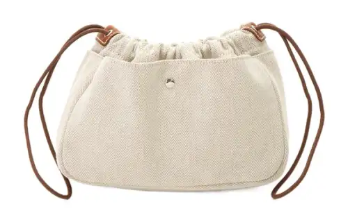 HERMES Garden Party Canvas With Calfskin Garden Bag Canvas Bag Insert Clutch Women's Beige
