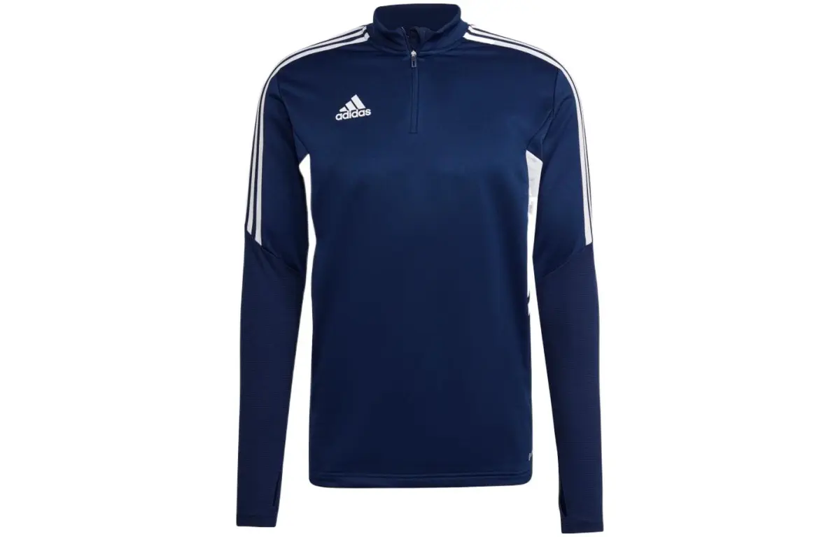 Adidas T-Shirts Men's Marine Blue Stand Collar Moderate Straight Fit