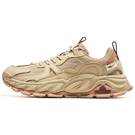 Erke Running Shoes Men Low-Top Light Smoke Coffee/Elk Brown