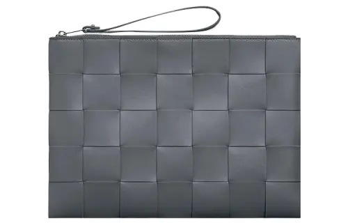 Bottega Veneta Calfskin Clutch Large Men's Gray