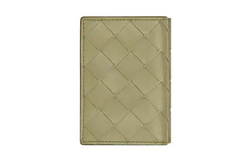 Bottega Veneta Calfskin Wallet Small Men's Travertine/Green