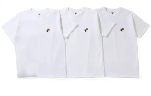 A BATHING APE T Shirts Men's 3 Pack White Crew Neck Moderate Straight Fit