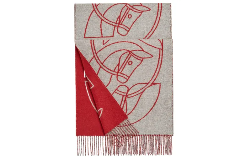 HERMES Knit Scarves Women's Red