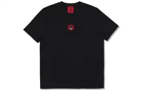 A BATHING APE T Shirts Men's Black Crew Neck Moderate Straight Fit