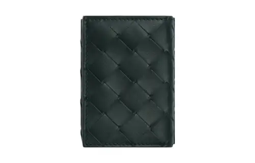 Bottega Veneta Calfskin Wallet Small Men's Ink Black/Light Blue