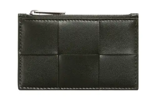 Bottega Veneta Cow Leather Card Holder Men's Dark Color Moss