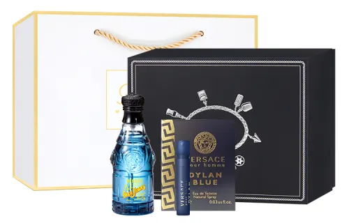 Versace, blue denim perfume, gift box with a light fragrance, long lasting light fragrance, 75 ml, 1 ml