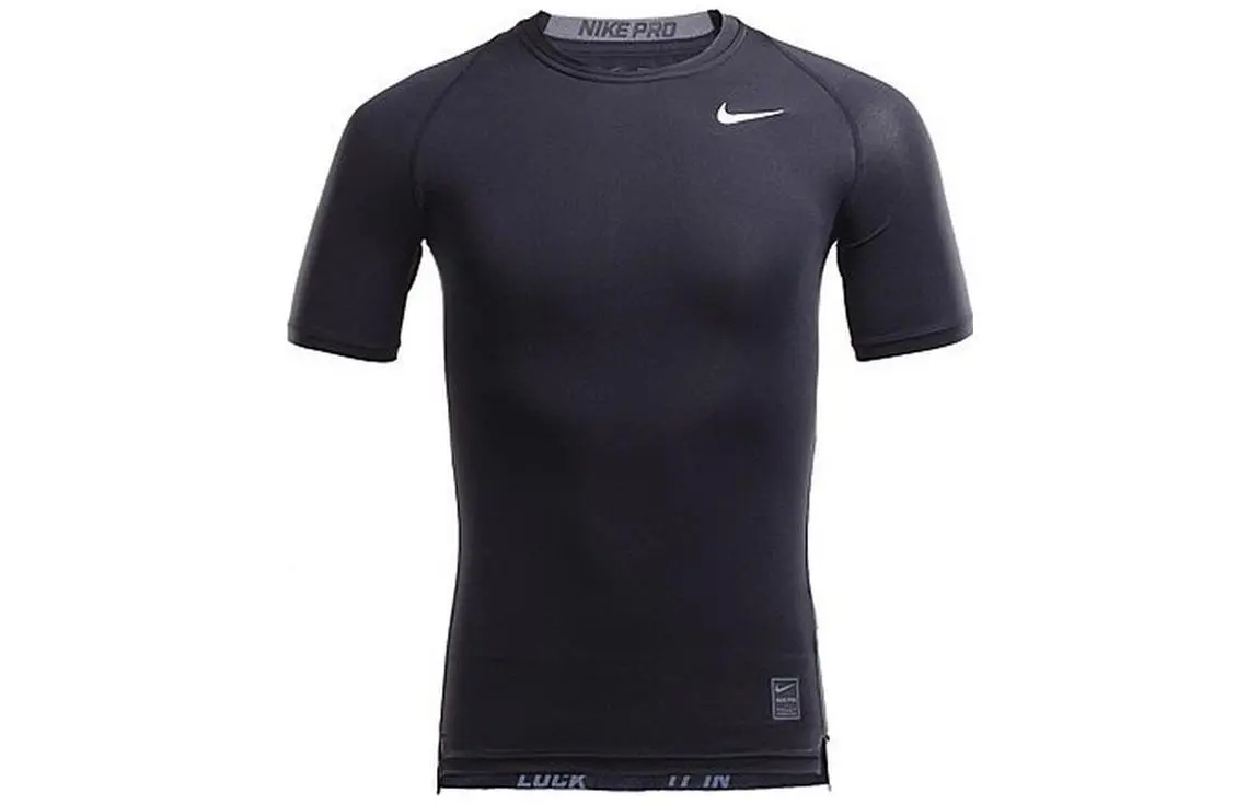 Nike T-Shirts Men's Black Crew Neck Moderate Straight Fit