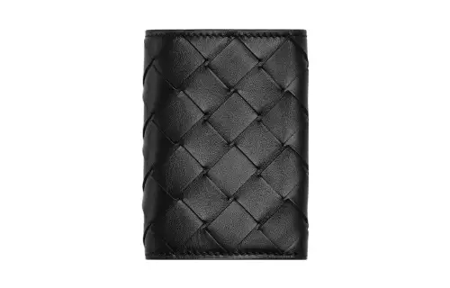 Bottega Veneta Calfskin Wallet Small Men's Black/Green
