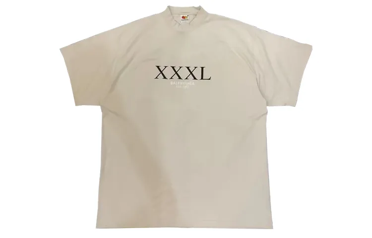 Balenciaga T-Shirts Unisex Ecru Crew Neck Moderate