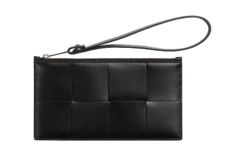 Bottega Veneta Cow Leather Clutch Wallet Men's Black