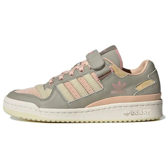 Adidas Originals FORUM Skateboard Shoes Women's Low-top Rice/Grey/Pink