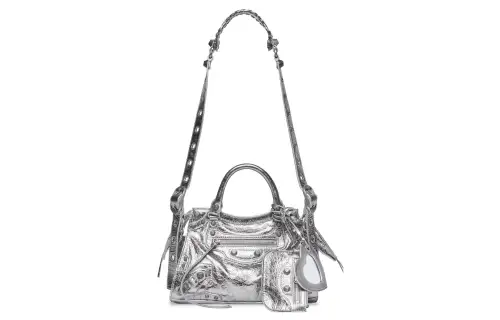 Balenciaga Neo Cagole Arena Lambskin Shoulder Bag, Crossbody Bag, Handbag Extra Small Women's Silver
