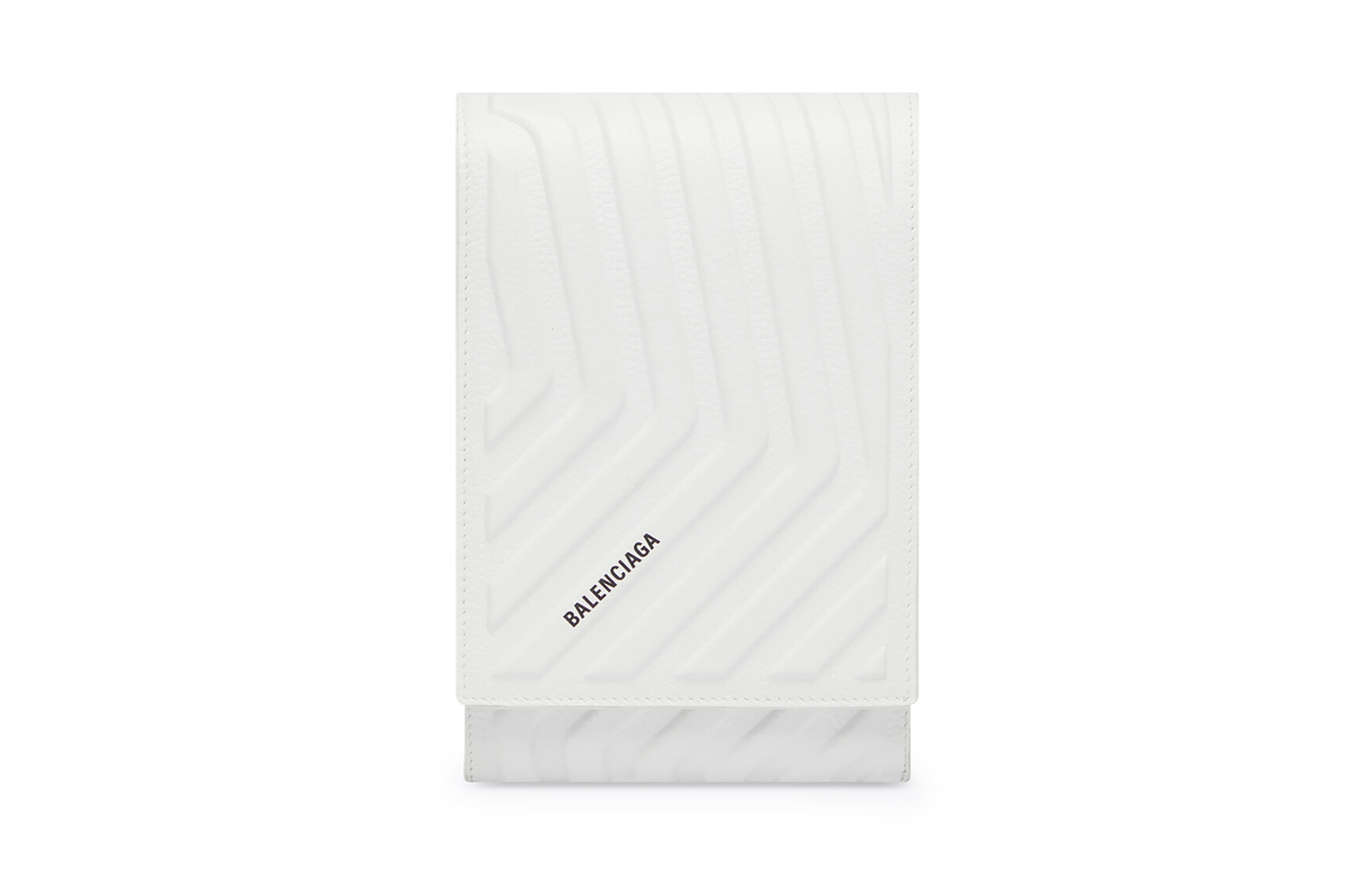 Balenciaga Car Grained Calfskin One Shoulder Crossbody Cell Phone Pouch Men's White