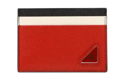 PRADA Leather Card Holder Men's Red