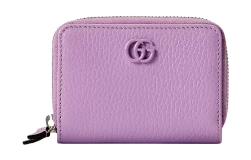 GUCCI GG Marmont Leather Card Holder Women's Purple