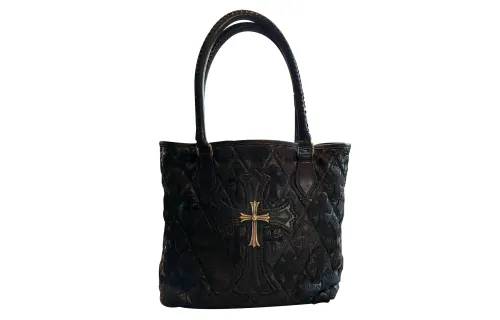 Chrome Hearts Leather Tote Bag, Shopping Bag, Shoulder Bag, Handbag Women's Black