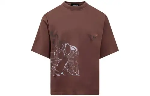 STONE ISLAND T Shirts Men's Brown Crew Neck