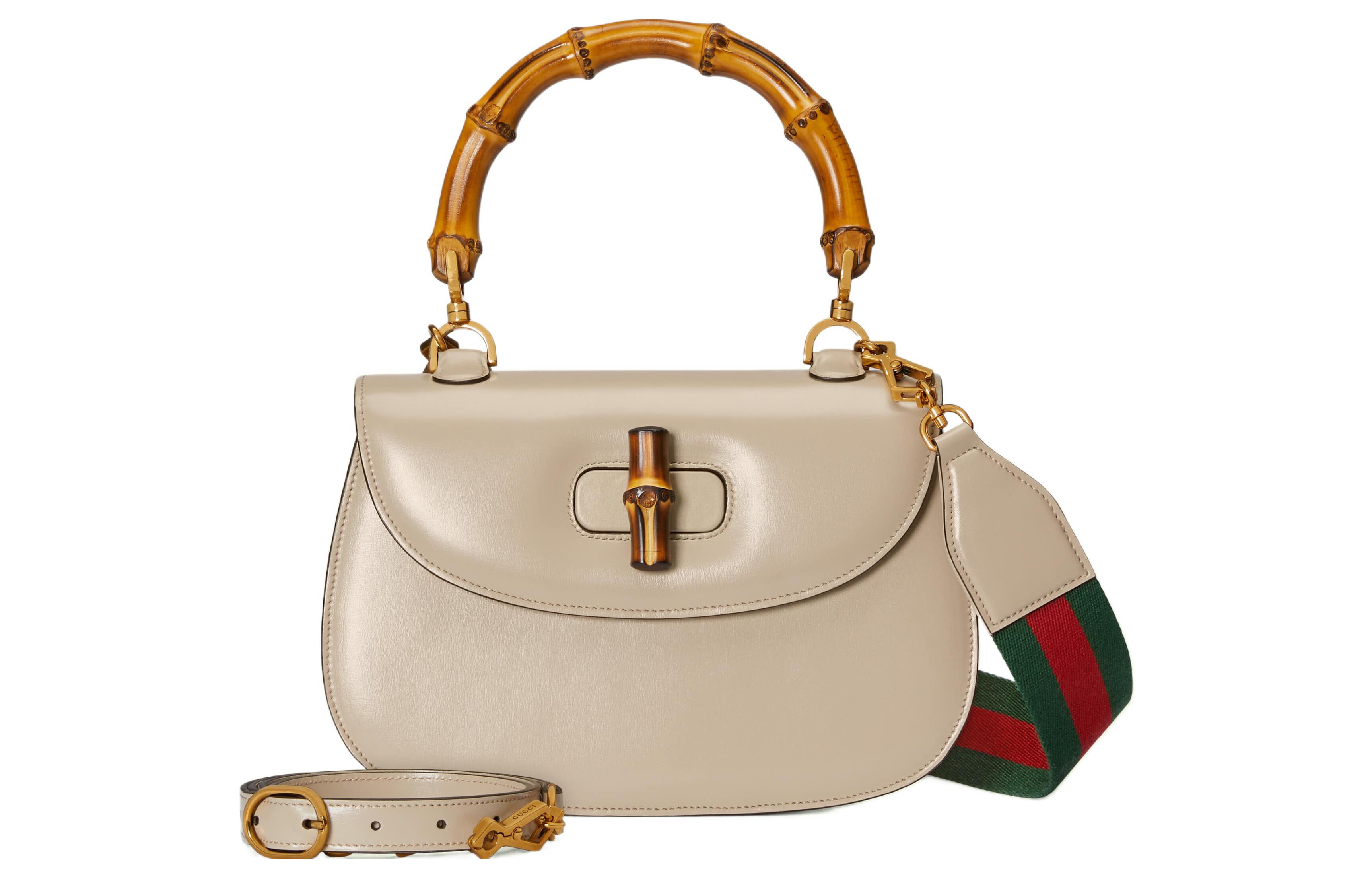 GUCCI Bamboo 1947 Adjustable Detachable Strap Leather Bamboo Bag, Shoulder Bag, Crossbody Bag, Handbag Medium Women's