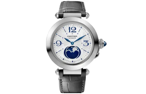 CARTIER PASHA DE Automatic Mechanical Movement 100m Waterproof Men's Watch 41mm White Dial Stainless Steel Case