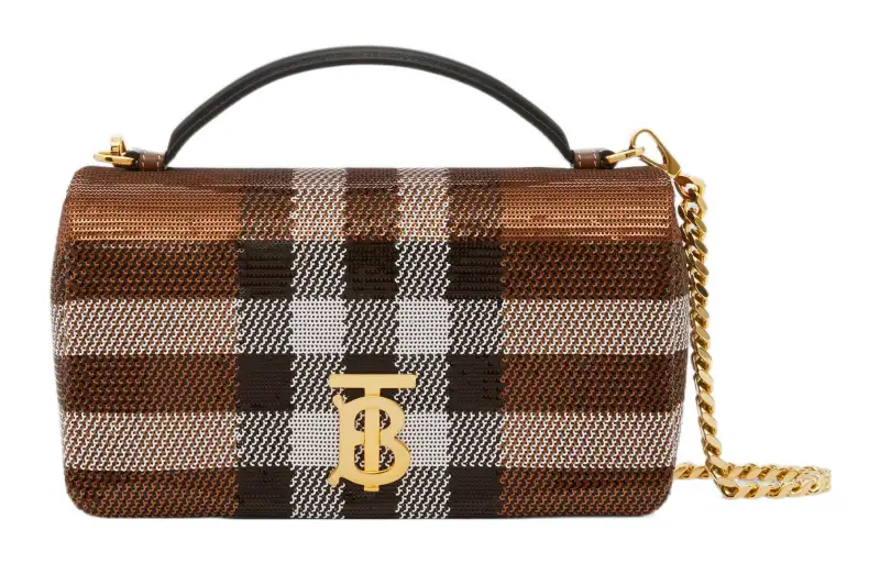 Burberry Lola Bag Lambskin Decoration Handbag, Shoulder Bag, Crossbody Bag Small Women's Dark Birch Brown