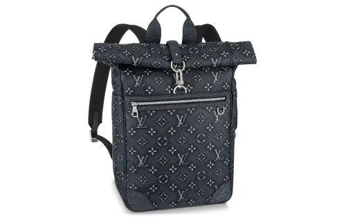 LOUIS VUITTON Cow Leather Backpack Men's Blue