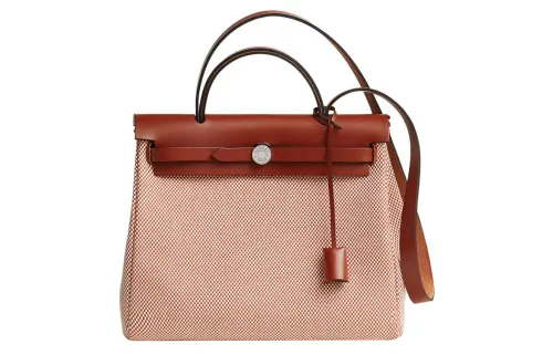 HERMES Herbag Zip Criss Viking Canvas With Hunter Cow Leather Shoulder Bag, Crossbody Bag, Handbag 31 Unisex