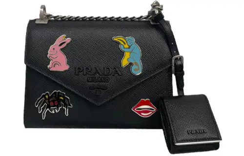 PRADA Cow Leather Combo Bag, Portable Crossbody Bag, Shoulder Bag Women's Black