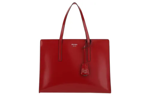 PRADA Calfskin Handbag, Shoulder Bag Women's Red