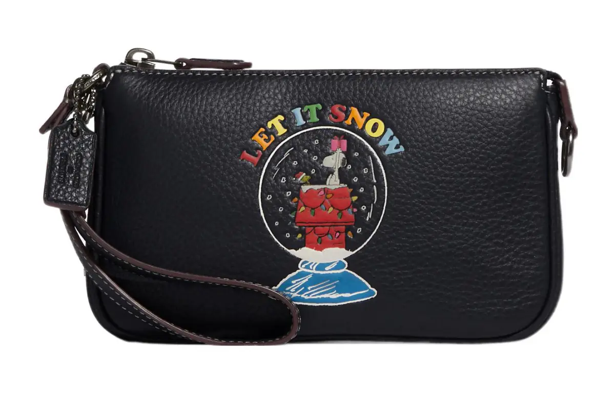 COACH Peanuts Snoopy Collaboration Nolita Pebbled Leather Wrist Bag Clutch Small Women's Marine Blue