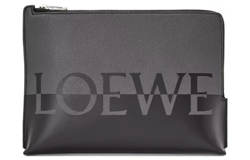 LOEWE Smooth Cow Leather Clutch Women's Metallic Gray