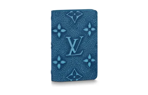 LOUIS VUITTON Cow Leather Card Holder, Wallet Men's Blue