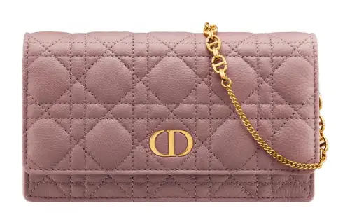 DIOR Caro Soft Cow Leather One Shoulder Crossbody Clutch Women's Peony Pink