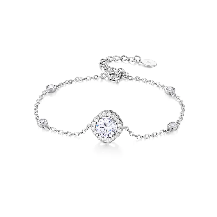 KADER 925 Silver Inlaid With Zircon Bracelets Women's Silver White, Goddess Exclusive Box